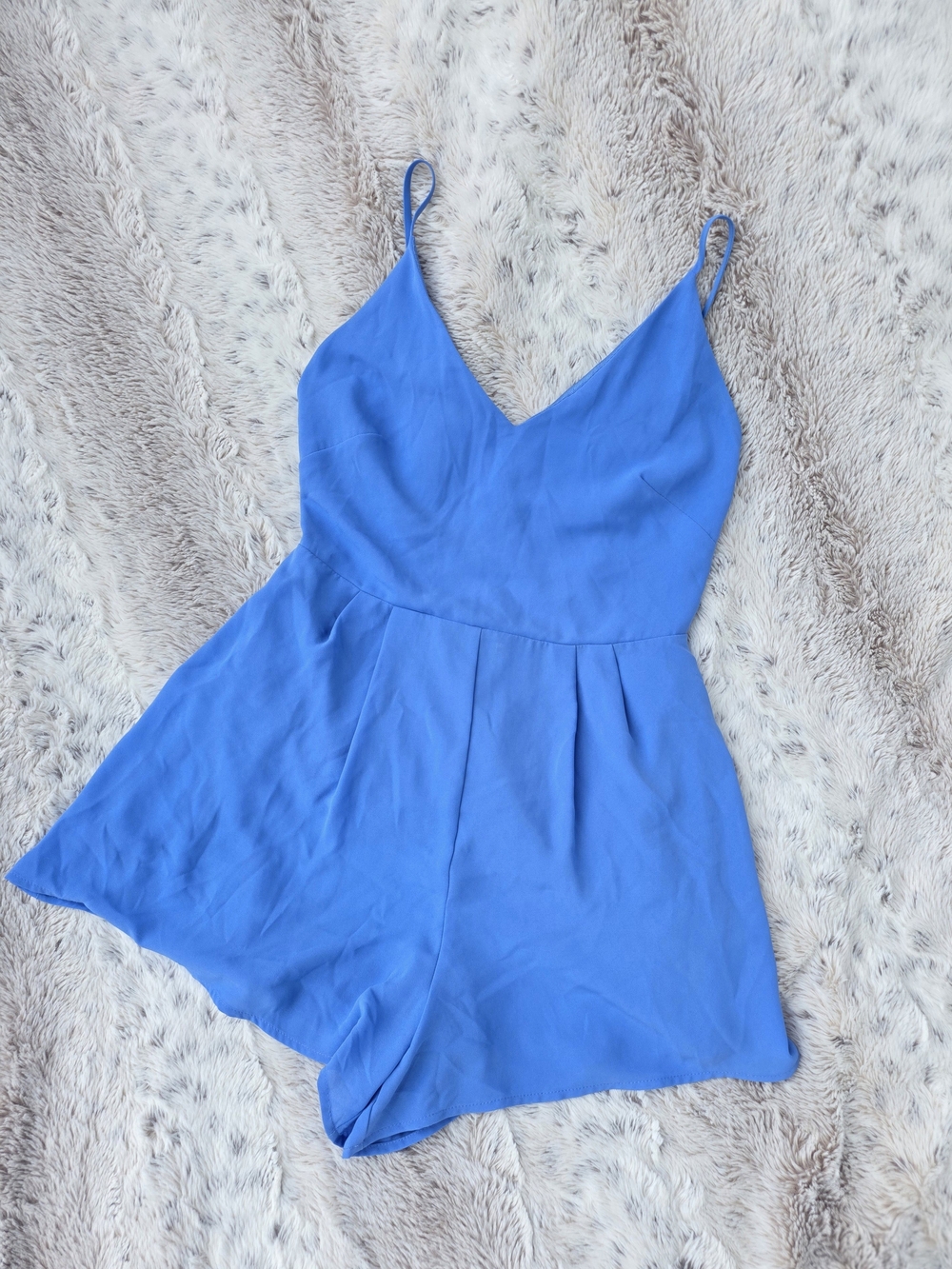 Lush Blue Tie Back Romper SMALL